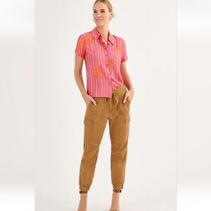 Cabi 6721 Cottage Top Sunny Day Pink Orange Small S New